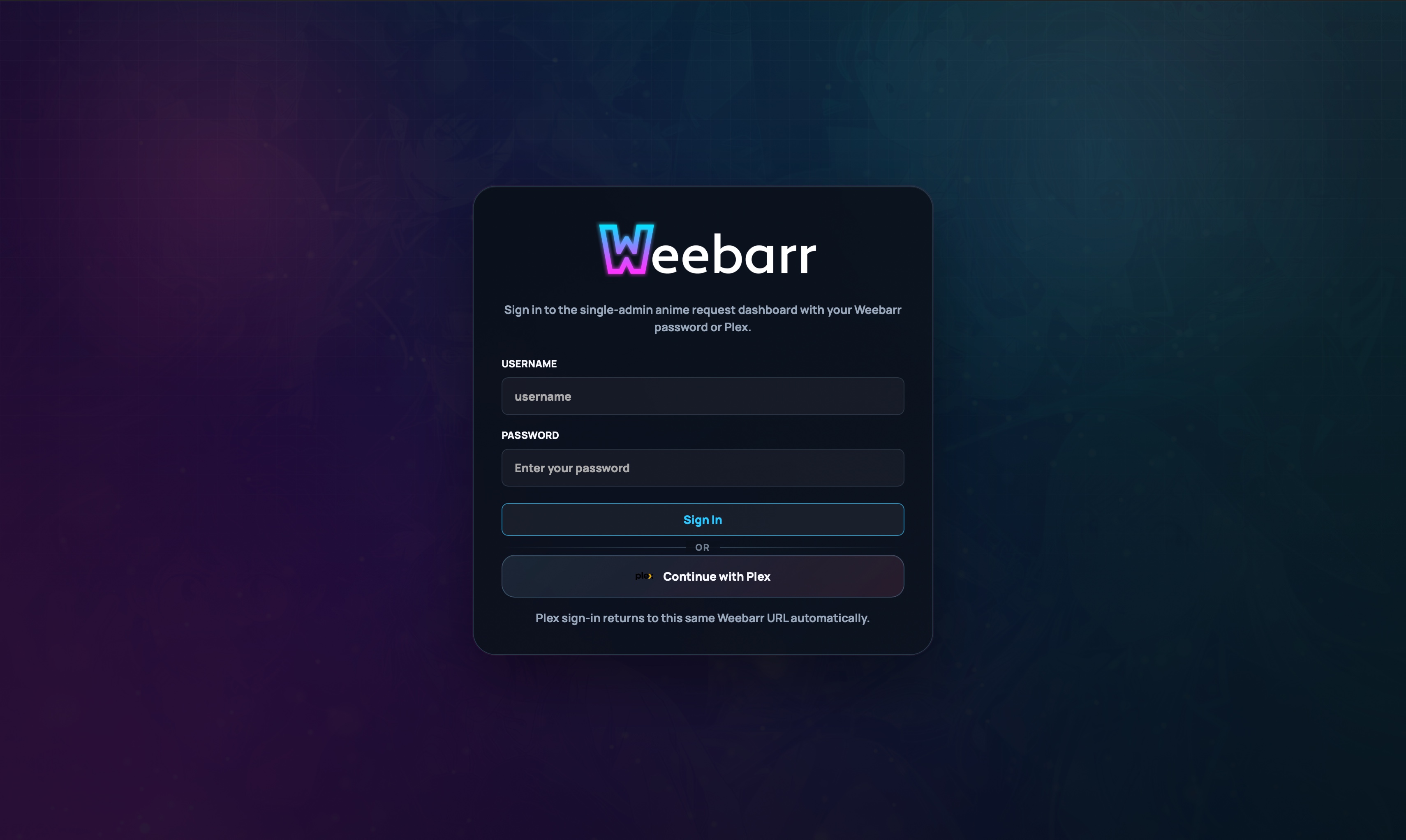 Login page